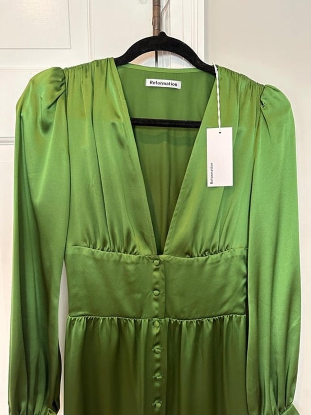Reformation Nicola Dress Palm Green - Size 2 - Picture 2 of 4